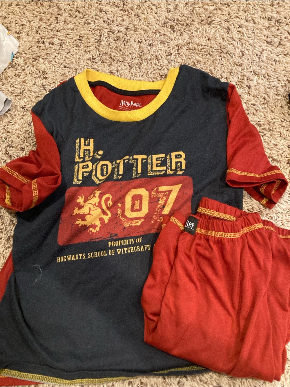 Warner Bros. Harry Potter Red and Black Tee with Yellow Trim
